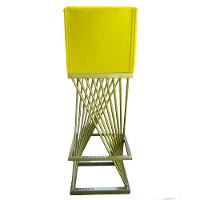 Banqueta Luma Base De Ferro Sued Amarelo D'classe Decor - 5