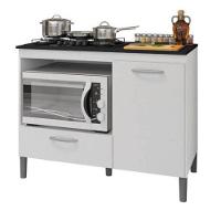 Balcão Para Cooktop Armário De Cozinha Compacta Com Tampo Branco - 1