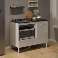 Balcão Para Cooktop Armário De Cozinha Compacta Com Tampo Branco - 2