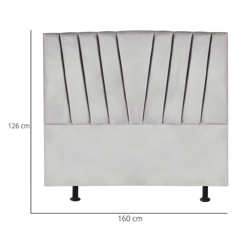 Cabeceira Estofada Cama Casal Queen Size 160 Cm Ariel Linho Cinza Claro - 3