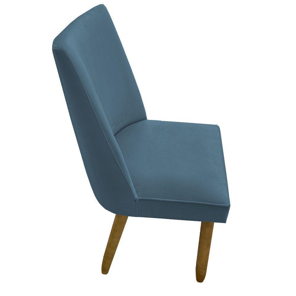 Cadeira Para Sala De Jantar Tóquio Pés Palito Suede Azul Tiffany D'classe Decor - 2