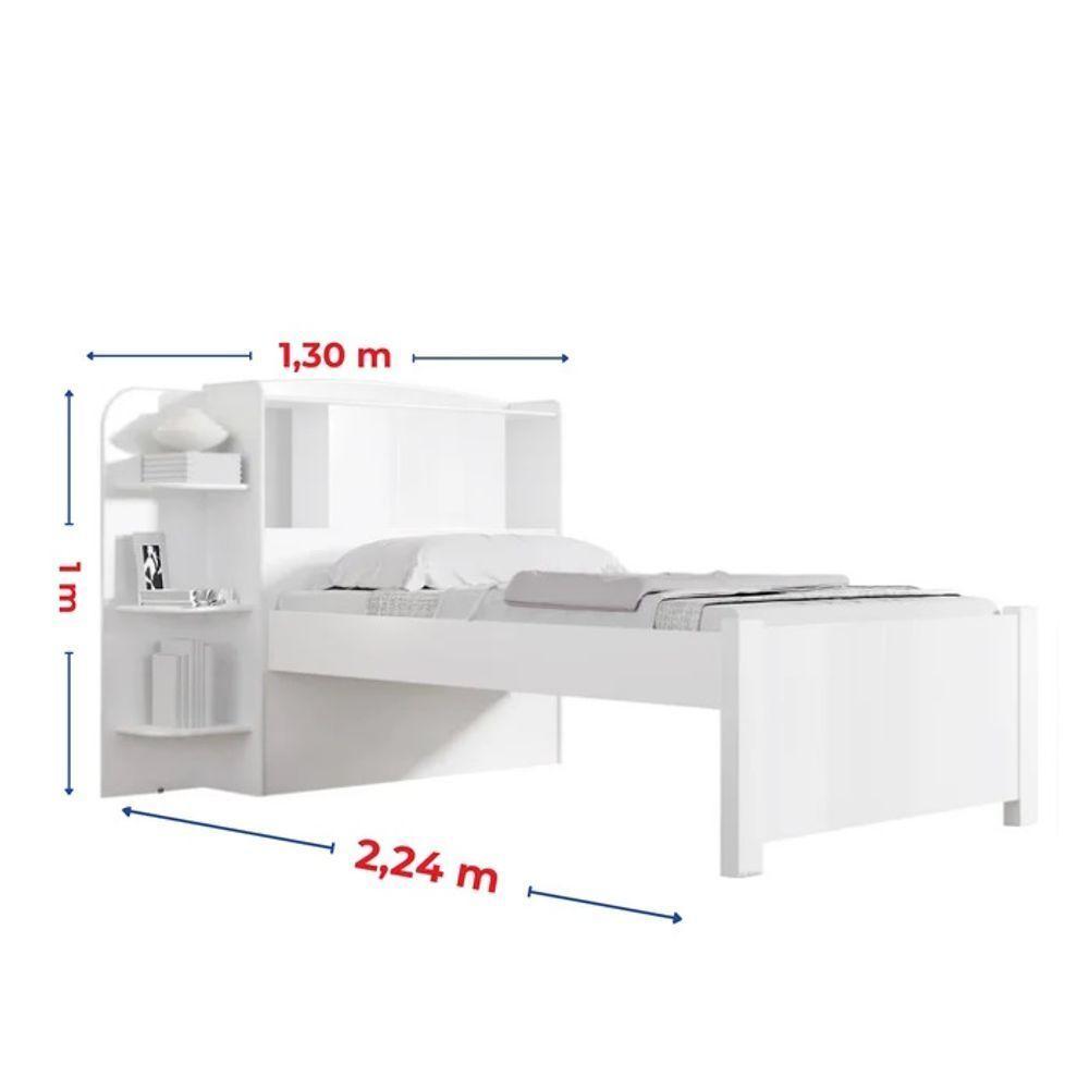 Cama Para Solteiro Milênio Com Box 2 Gavetas Plus - D' Doro Branco - 5