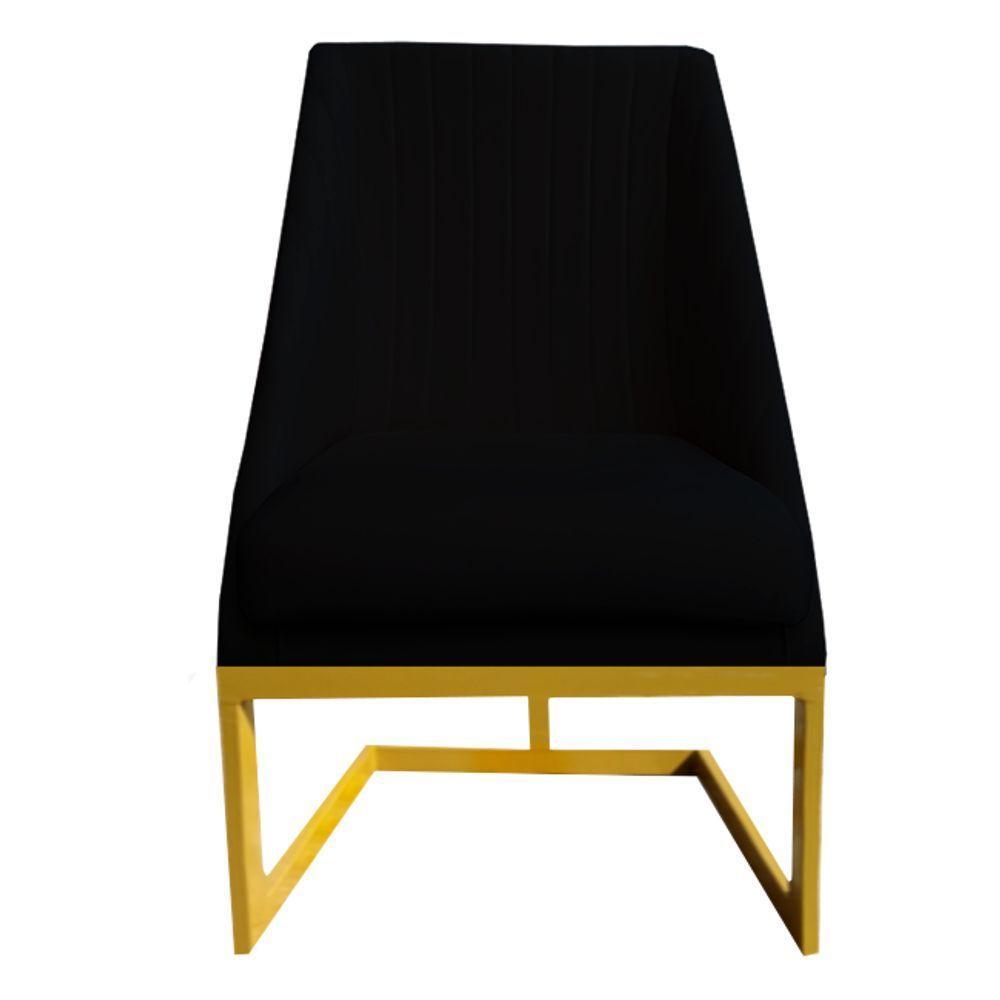 Cadeira Para Sala De Jantar Ana Base De Ferro Veludo Preto D'classe Decor - 1