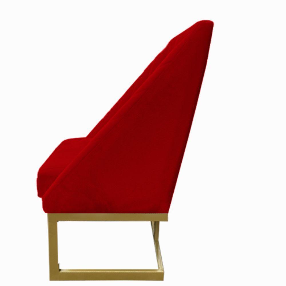 Cadeira Para Sala De Jantar Ana Base De Ferro Suede Vermelho D'classe Decor - 2