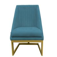 Cadeira Para Sala De Jantar Ana Base De Ferro Suede Azul Tiffany D'classe Decor - 1