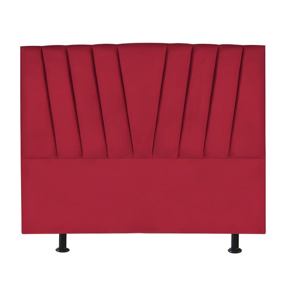 Cabeceira Estofada Cama Casal Queen Size 160 Cm Ariel Suede Vermelho - 1