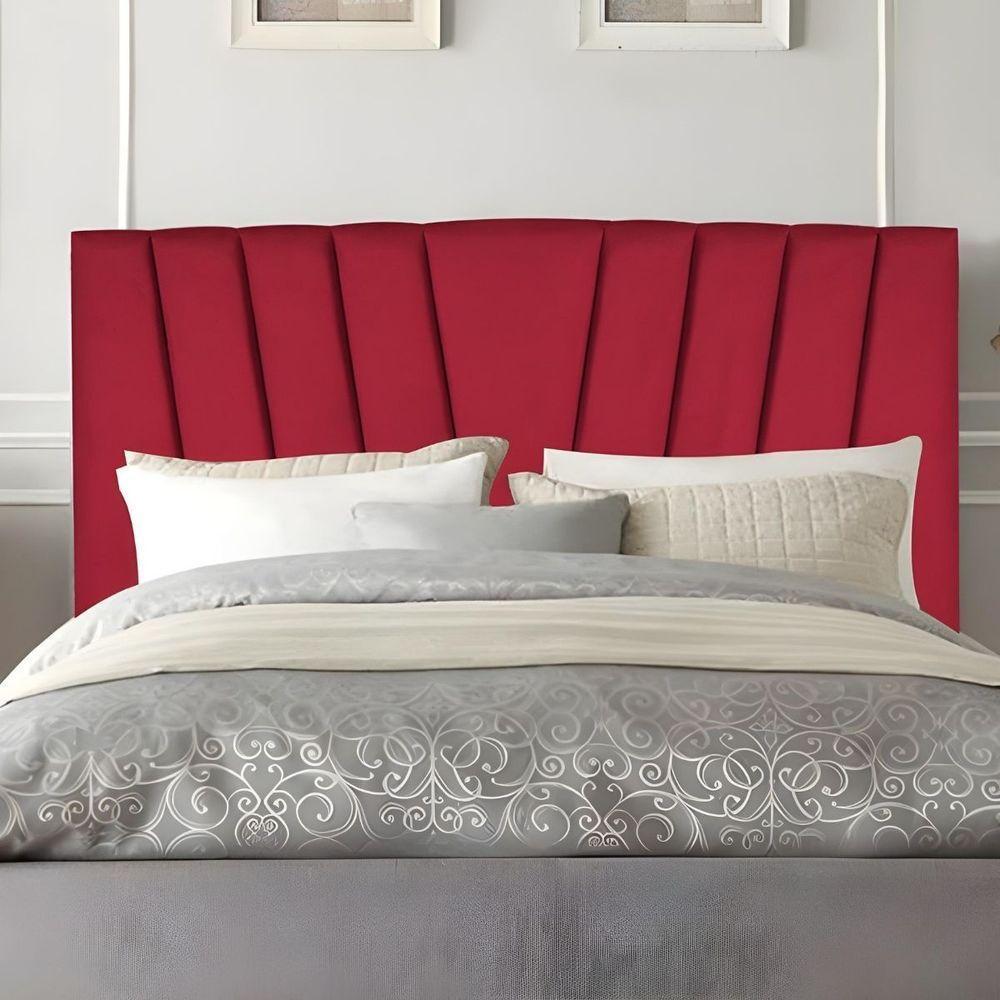 Cabeceira Estofada Cama Casal Queen Size 160 Cm Ariel Suede Vermelho - 2