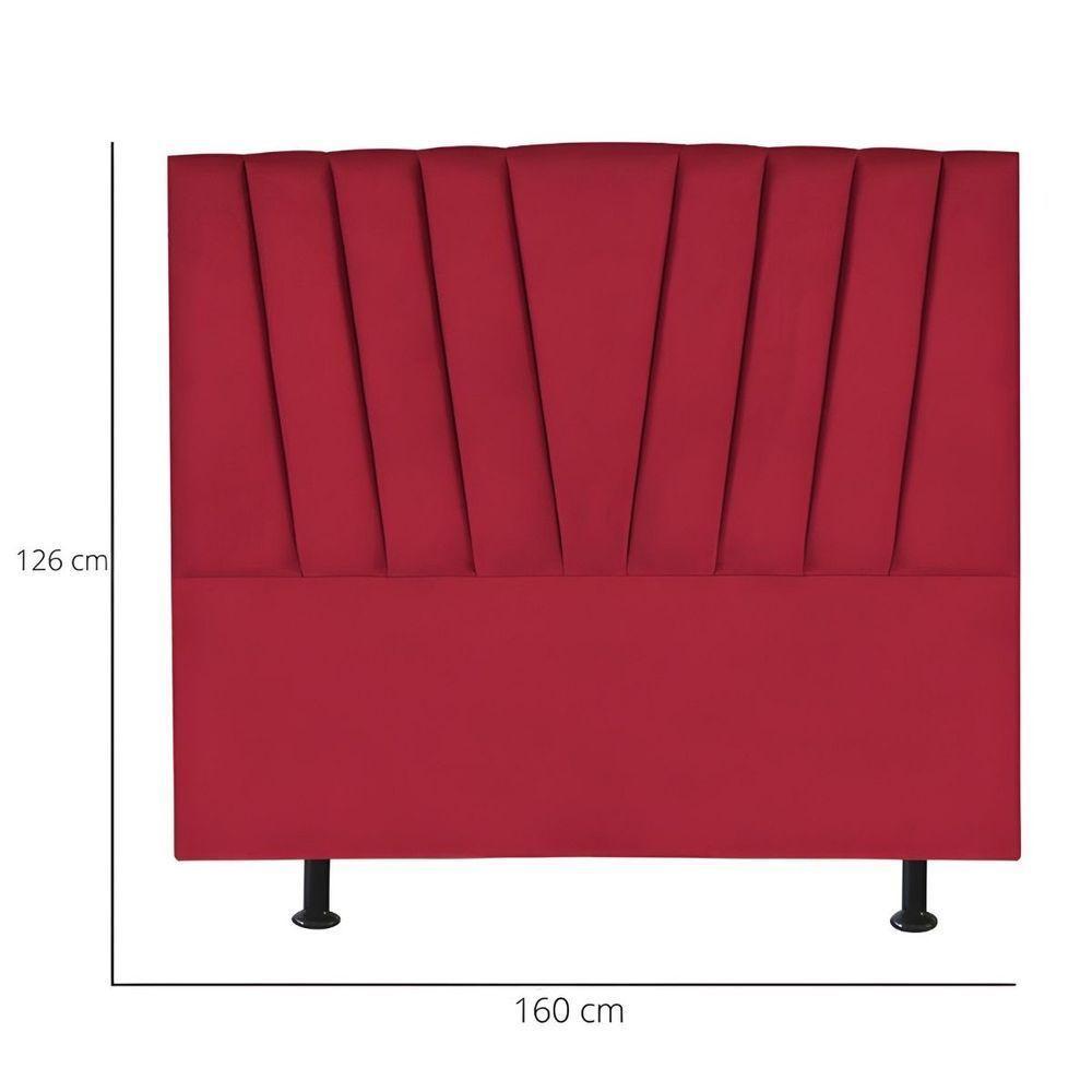 Cabeceira Estofada Cama Casal Queen Size 160 Cm Ariel Suede Vermelho - 3