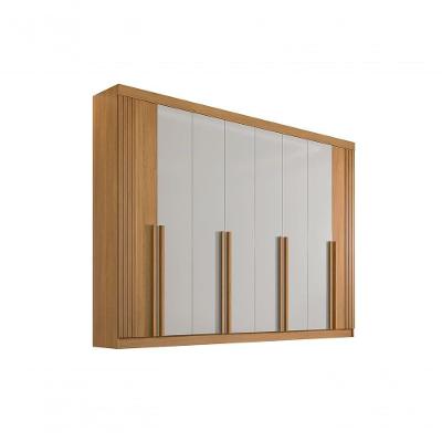 Guarda Roupa Casal 8 Portas Ripado 8 Gavetas Com Pés Daymont - D' Doro Cinamomo-off White-ripado