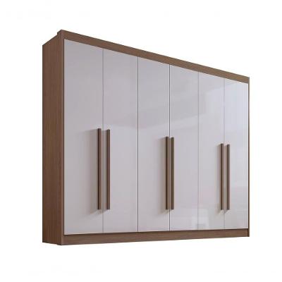 Guarda Roupa Casal 6 Portas 7 Gavetas Sem Pés Athos - D' Doro Castanho-off White
