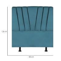 Cabeceira Solteiro Cama Box Estofada 90 Cm Lile Suede Azul Turquesa - 3