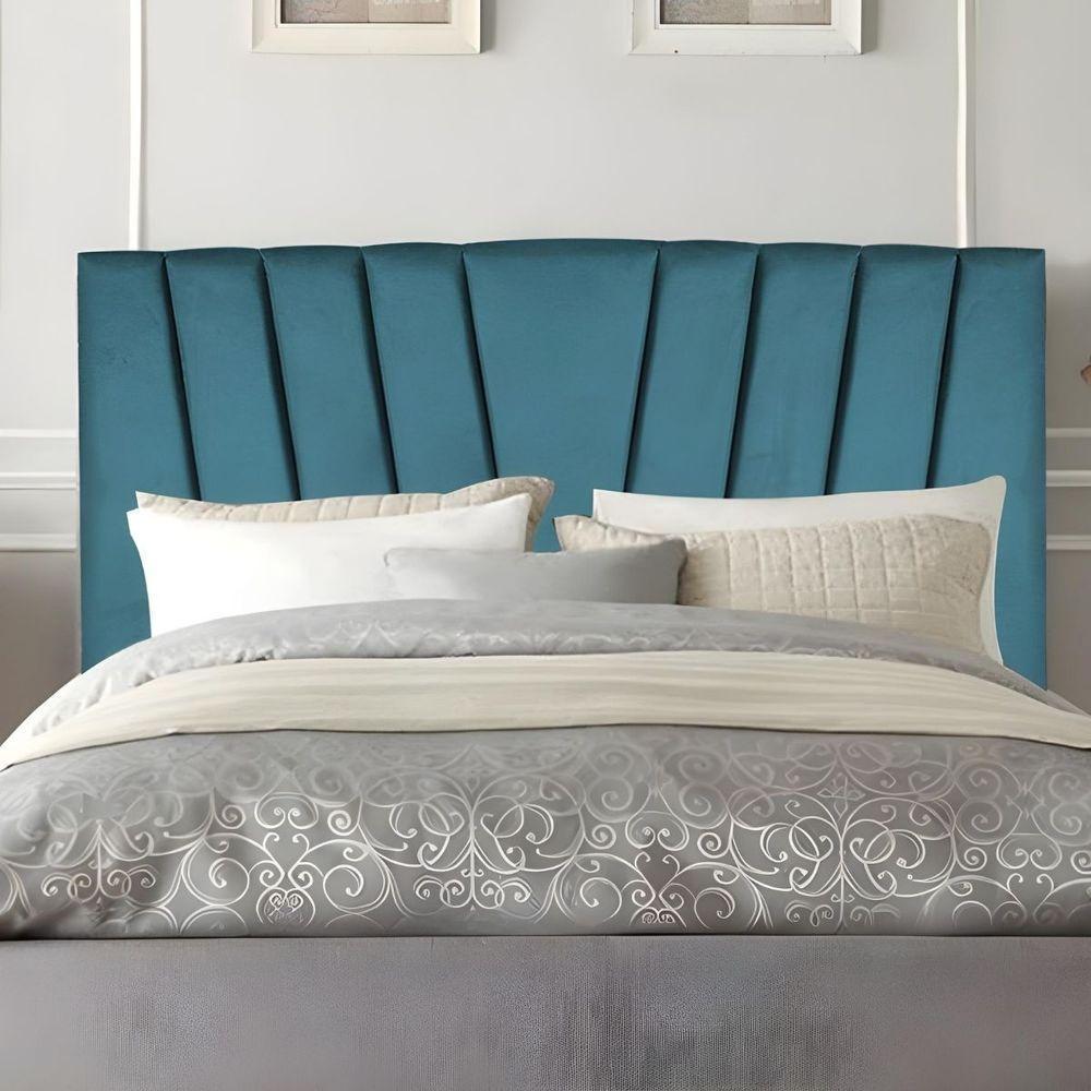 Cabeceira Estofada Cama Box King 195 Cm Ariel Suede Azul Turquesa - 2