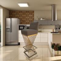 Kit 02 Banquetas Luma Base De Ferro Sued Marrom Rato D'classe Decor - 9