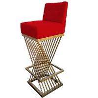 Kit 02 Banquetas Luma Base De Ferro Sued Vermelho D'classe Decor