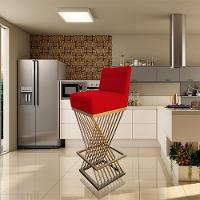 Kit 02 Banquetas Luma Base De Ferro Sued Vermelho D'classe Decor - 9