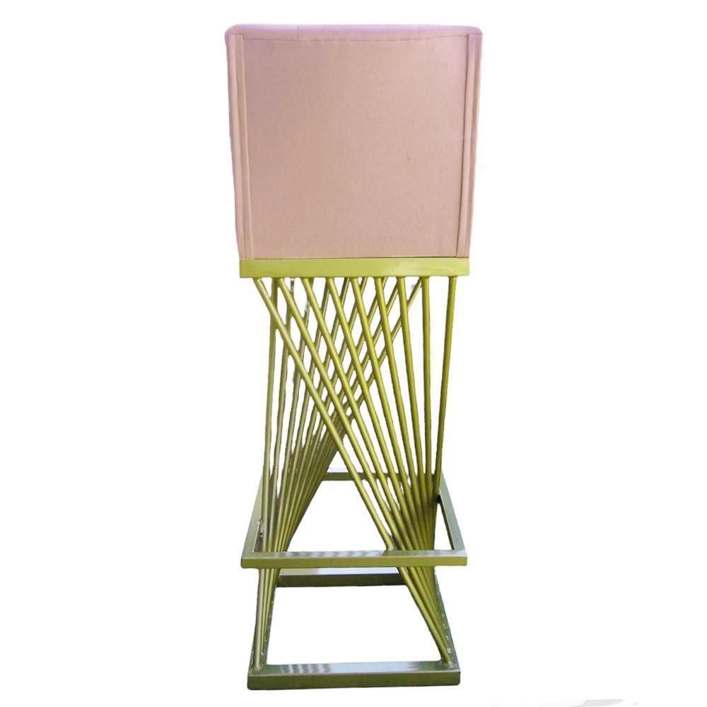 Kit 02 Banquetas Luma Base De Ferro Sued Rosa Bebê D'classe Decor - 6