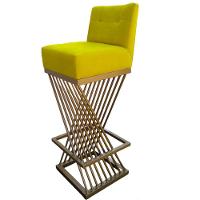 Kit 02 Banquetas Luma Base De Ferro Sued Amarelo D'classe Decor