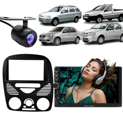Central Multimídia 2 Din Mp5 Palio G2 Câmera Moldura Pt