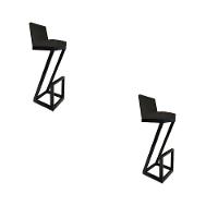 Kit 02 Banqueta Alta Z Base De Ferro Suede Preto D'classe Decor - 1