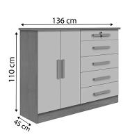 Cômoda New Athos 5 Gavetas Com Sapateira D' Doro Branco - 2