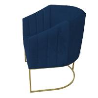 Kit 02 Poltrona Julia Com Base De Ferro Sala De Estar Escritório Recepção Clinica Suede Azul Marinho D'classe Decor