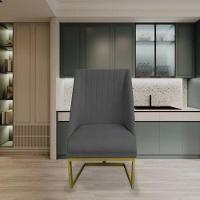 Kit 02 Cadeiras Para Sala De Jantar Ana Base De Ferro Linho Grafite D'classe Decor - 6