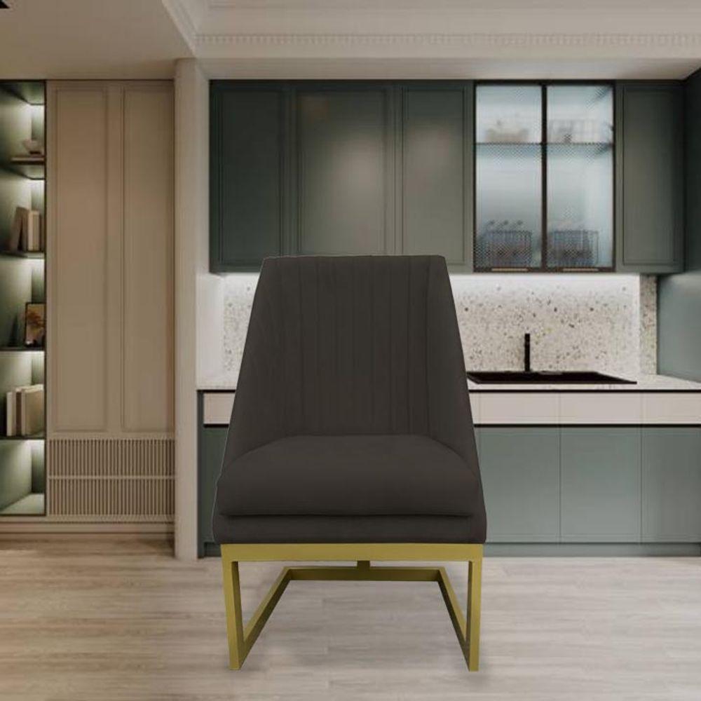 Kit 02 Cadeiras Para Sala De Jantar Ana Base De Ferro Suede Marrom D'classe Decor - 7