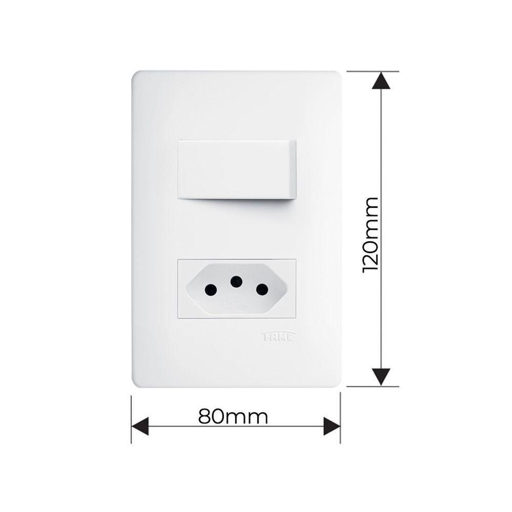 Interruptor Simples E Tomada 2p+t 10a Fame Habitat Com Placa 4x2 Branco - 2