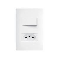 Interruptor Simples E Tomada 2p+t 10a Fame Habitat Com Placa 4x2 Branco - 1