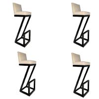 Kit 04 Banqueta Alta Z Base De Ferro Suede Bege D'classe Decor - 1