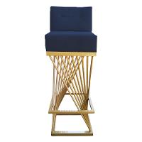 Kit 04 Banquetas Luma Base De Ferro Sued Azul Marinho D'classe Decor - 2