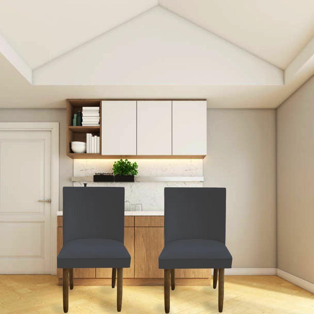 Kit 02 Cadeiras Para Sala De Jantar Tóquio Pés Palito Suede Grafite D'classe Decor - 6