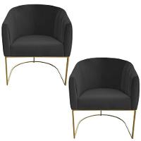 Kit 02 Poltrona Julia Com Base De Ferro Sala De Estar Escritório Recepção Clinica Suede Grafite D'classe Decor - 1