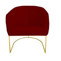 Kit 02 Poltrona Julia Com Base De Ferro Sala De Estar Escritório Recepção Clinica Suede Vermelho D'classe Decor - 2