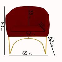 Kit 02 Poltrona Julia Com Base De Ferro Sala De Estar Escritório Recepção Clinica Suede Vermelho D'classe Decor - 5