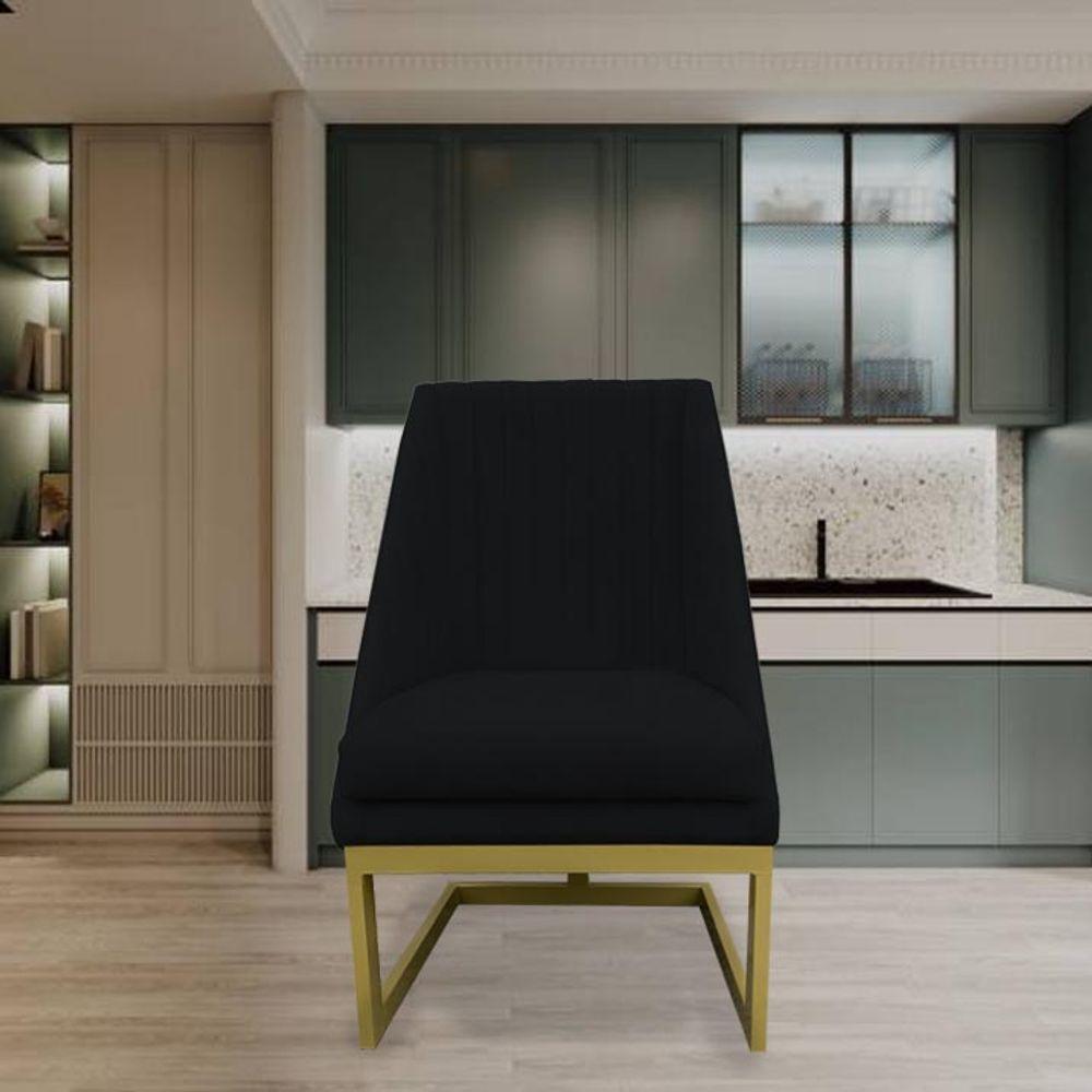 Kit 02 Cadeiras Para Sala De Jantar Ana Base De Ferro Suede Preto D'classe Decor - 7