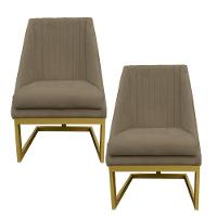 Kit 02 Cadeiras Para Sala De Jantar Ana Base De Ferro Suede Marrom Rato D'classe Decor - 1