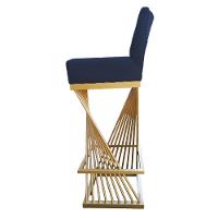 Kit 02 Banquetas Luma Base De Ferro Sued Azul Marinho D'classe Decor - 3