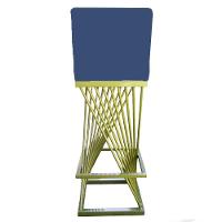 Kit 02 Banquetas Luma Base De Ferro Sued Azul Marinho D'classe Decor - 6