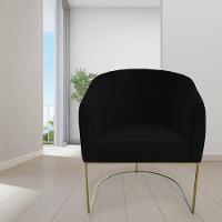 Kit 05 Poltrona Julia Com Base De Ferro Sala De Estar Escritório Recepção Clinica Suede Preto D'classe Decor - 7