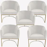 Kit 05 Poltrona Julia Com Base De Ferro Sala De Estar Escritório Recepção Clinica Suede Bege D'classe Decor - 1