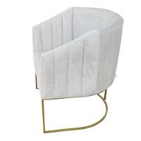 Kit 05 Poltrona Julia Com Base De Ferro Sala De Estar Escritório Recepção Clinica Suede Bege D'classe Decor