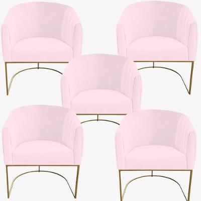 Kit 05 Poltrona Julia Com Base De Ferro Sala De Estar Escritório Recepção Clinica Suede Rosa Bebê D'classe Decor