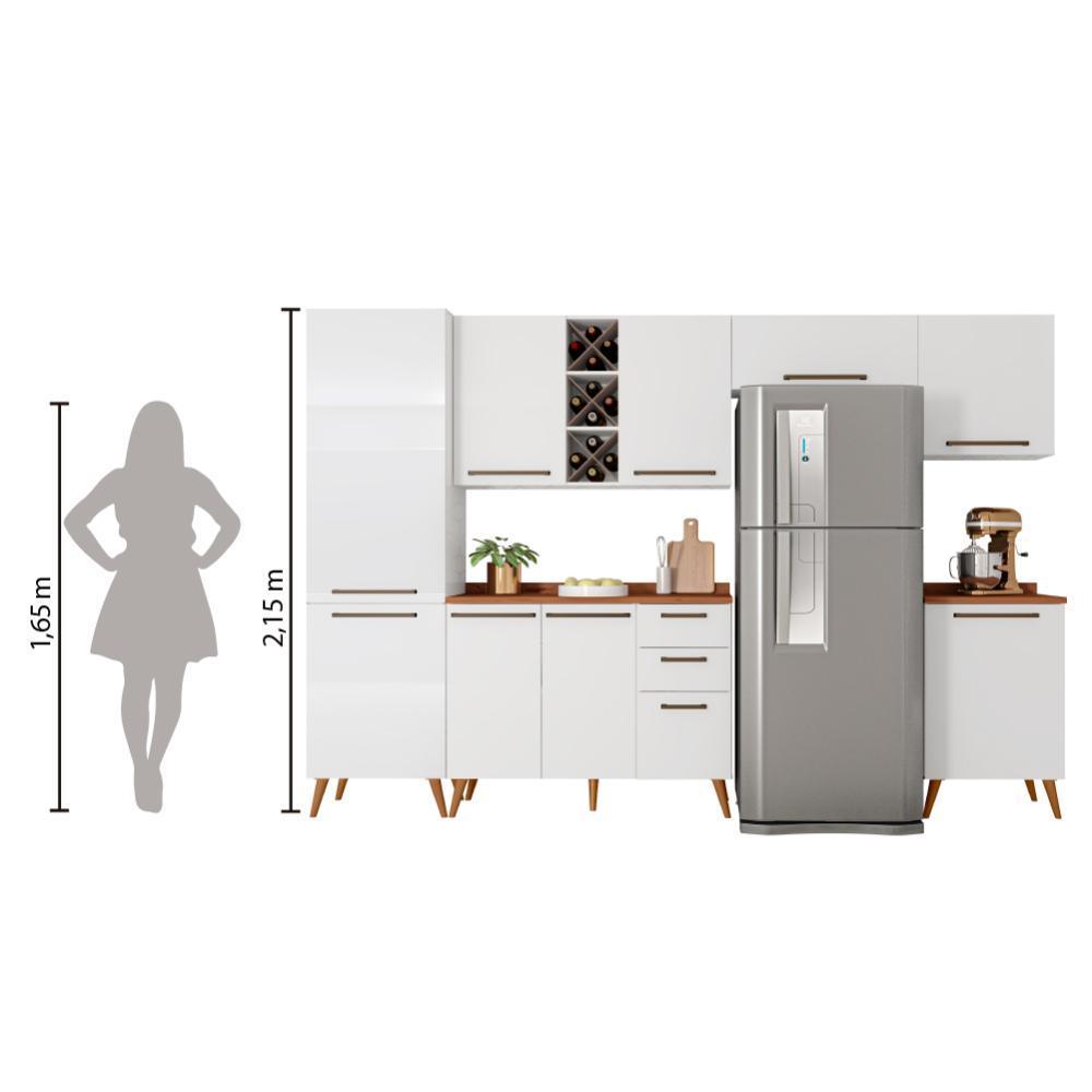 Armário De Cozinha Completa Com Adega 9 Portas 4 Gavetas Favorita Branco / Natura Branco Nature - 2