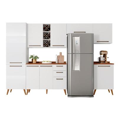 Armário De Cozinha Completa Com Adega 9 Portas 4 Gavetas Favorita Branco / Natura Branco Nature