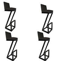 Kit 04 Banqueta Alta Z Base De Ferro Suede Preto D'classe Decor - 1