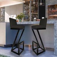 Kit 04 Banqueta Alta Z Base De Ferro Suede Preto D'classe Decor - 6