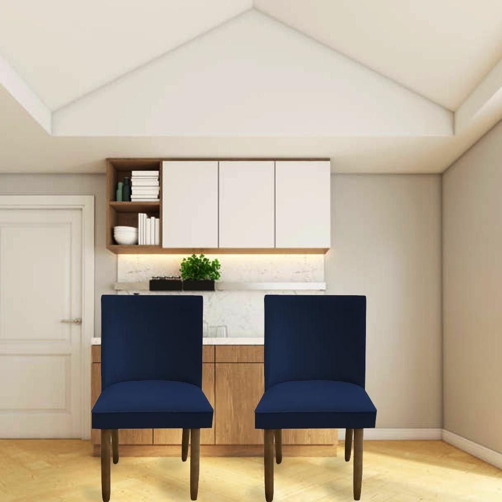 Kit 04 Cadeiras Para Sala De Jantar Tóquio Pés Palito Suede Azul Marinho D'classe Decor - 6
