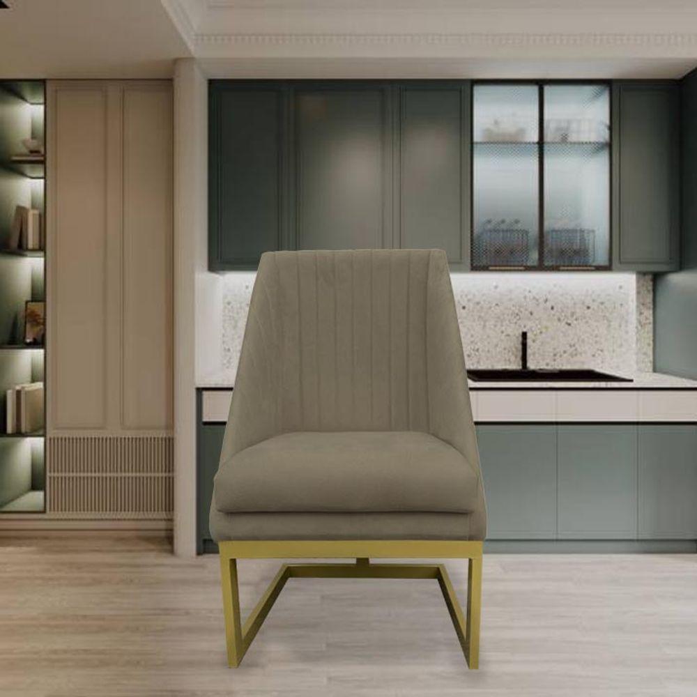 Kit 04 Cadeiras Para Sala De Jantar Ana Base De Ferro Suede Marrom Rato D'classe Decor - 7