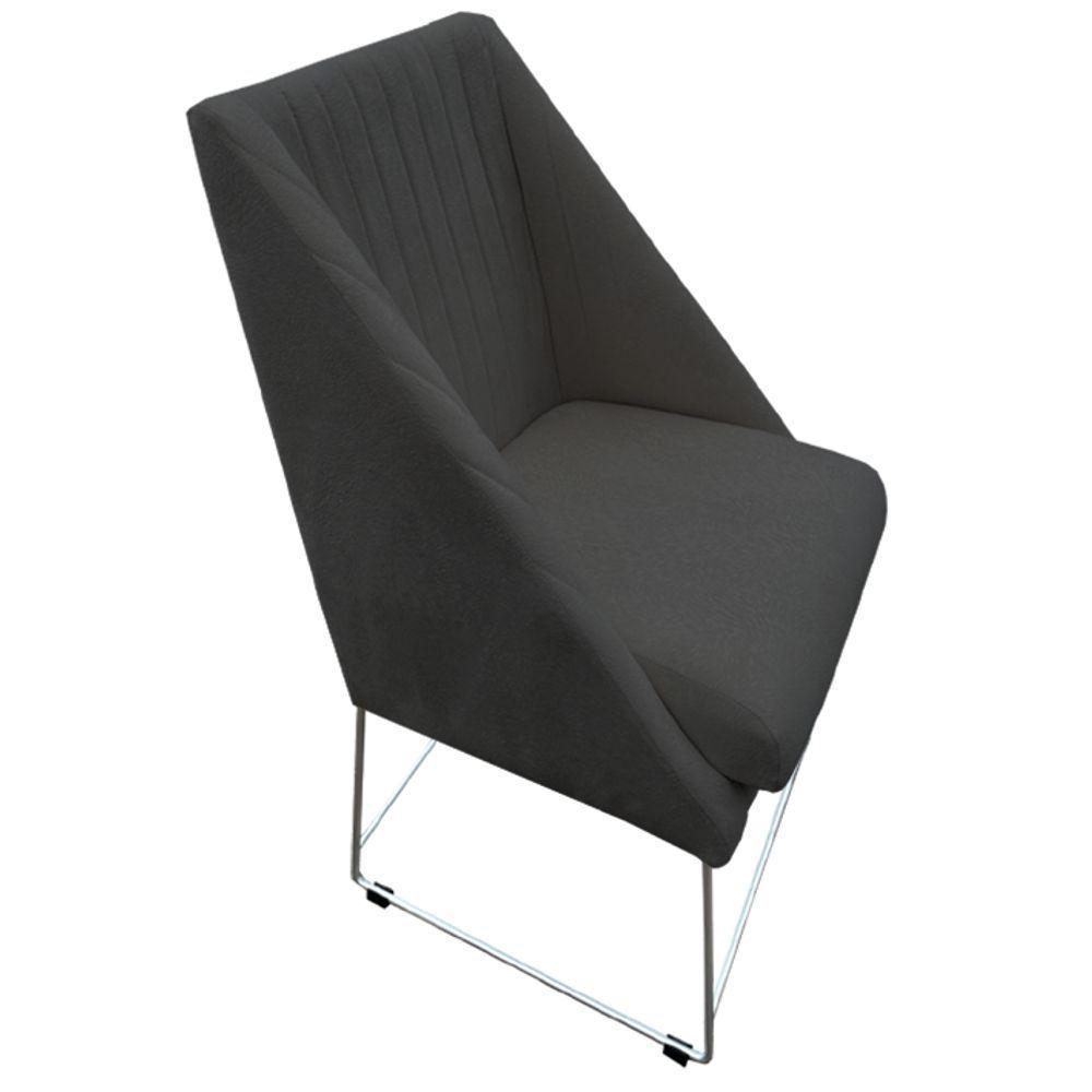 Kit 04 Cadeiras Ana Base De Ferro Prata Suede Grafite D'classe Decor - 3